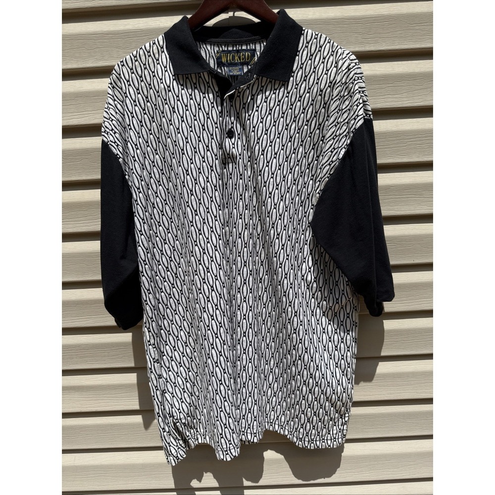 Wicked 1990s Vintage All-Over Print Bowling Pins‎ Polo Shirt Men's Size XXL